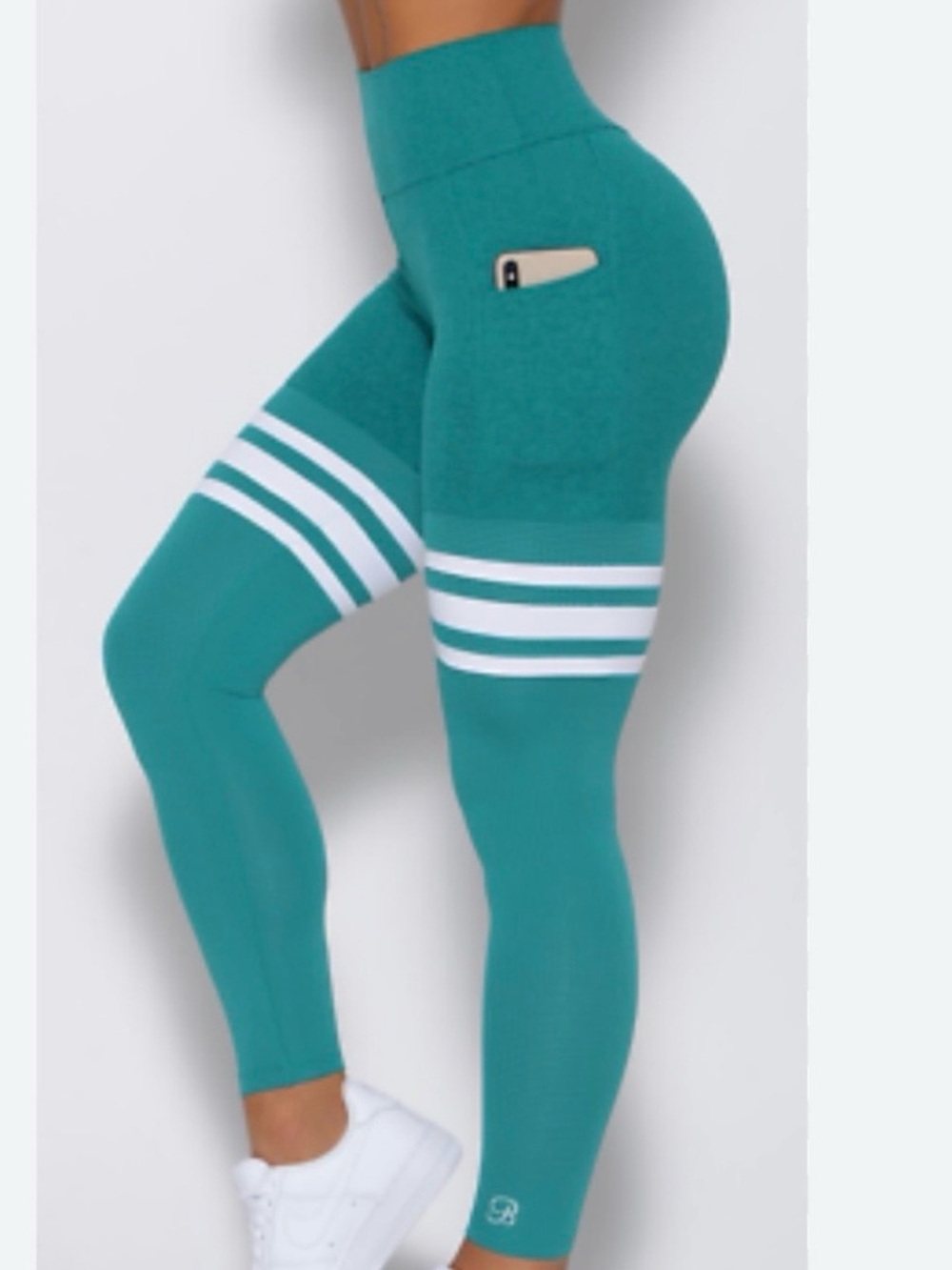 BOMBSHELL SPORTSWEAR-Perform Thigh Highs Leggings Teal Size XL